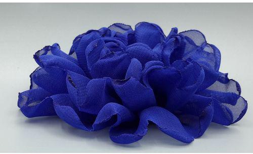 Generic Royal Blue-Vintage Burn Edge Chiffon Flower For Children Hair Accessories Artificial Fabric Flowers For Headbands