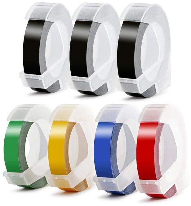 7Roll 9mm 3D Embossing PVC Label Tapes Compatible Dymo 1610