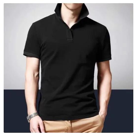 Fashion Pure Cotton Black Polo T-shirt