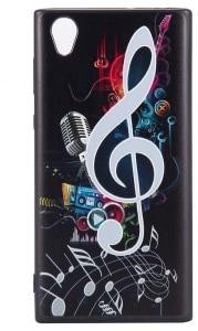 3D Embossed Color Pattern TPU Soft Back Case for Sony Xperia L1 - White And Black
