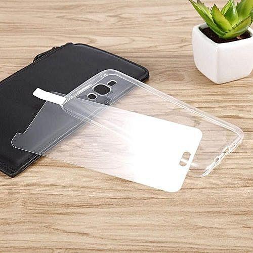 Universal Tempered Glass Screen Cover For Samsung Galaxy J7 2015 & Clear TPU Back Case