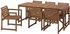NÄMMARÖ Table+6 chairs w armrests, outdoor - light brown stained 200 cm
