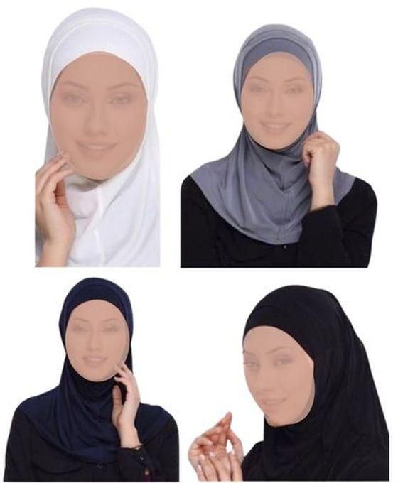الحجاب السورى الأصلى طرحة تلبيسة قطعتين بندانة سورى قطن مجموعة من 4 - أسود /أبيض/ رصاصى / كحلى