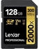 بطاقة ذاكرة Professional 2000x GOLD Series SDHC/SDXC من ليكسار سعة 128 جيجابايت من ليكسار موديل LSD2000128G-BNNNG - لون ذهبي