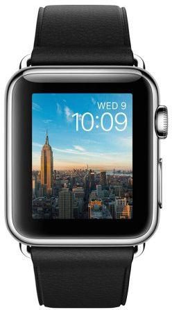Apple Watch Series 1 - 38mm Silver Stainless Steel Case with Black Leather Classic Buckle, MLE62AE/A