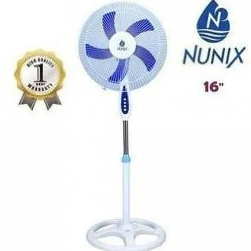 Nunix Fan , Stand, 16" - White & Blue Fan
