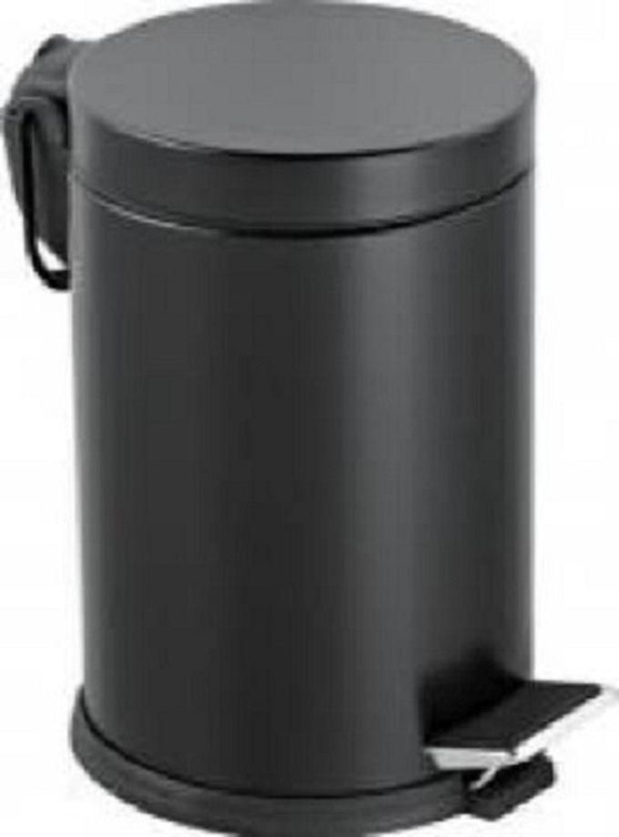 Stainless Steel Trash Bin With Pedal & Lid (Black, 5L)