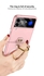Compatible With Samsung Galaxy Z Flip4 Leather Ulta Thin Magnetic Camira Len With Ring (Pink)
