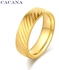 Stainless steel ring decorated with diagonal stripes gold-plated 18 carat (Size 11) NO.R91