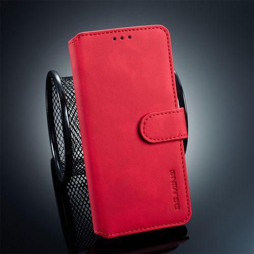 DG.MING Retro Oil Side Horizontal Flip Case For Galaxy S10 Plus, With Holder & Card Slots & Wallet(Red)