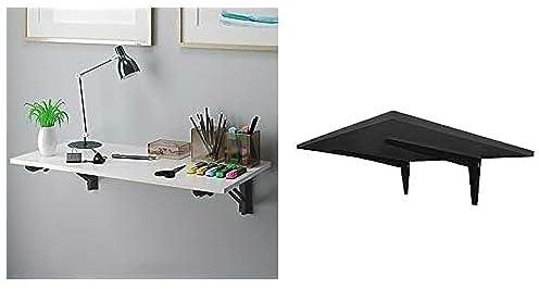 Bundle Of Wall mounted folding desk 120 x 60 cm white x black + Home gallery wall mounted folding drop leaf desk 120 x 60 cm black