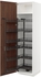 METOD High cabinet with pull-out larder - white Enköping/brown walnut effect 60x60x220 cm
