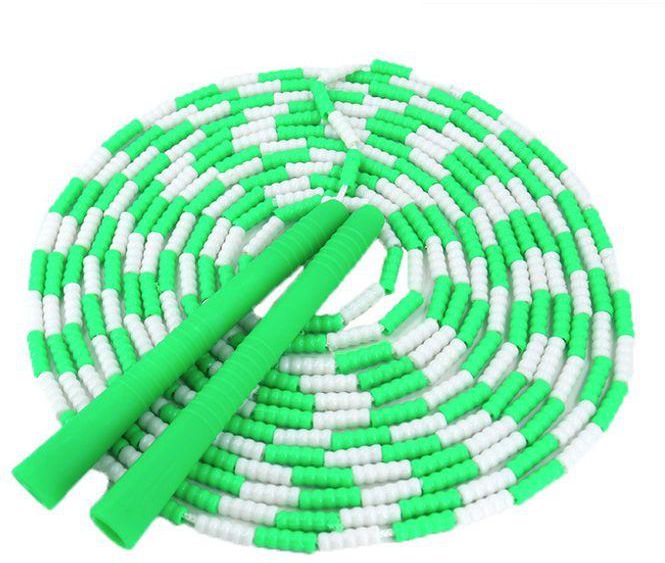 AT0720 Adjustable Plastic Segmented Beaded Skipping Jump Rope - Green