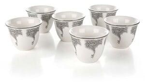 Ansa Cawa Ceramic Cup 6 Pc Set, White & Silver, CW 1947 WS