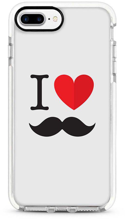 Protective Case Cover For Apple iPhone 8 Plus I Love Moustashe Full Print