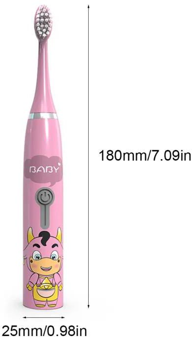 Sonic Electric Toothbrush Soft Bristles for Children Battery Powered Waterproof Tooth Whitening brush with Toothbrush Heads