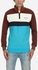 Voiki Team Zipped Striped Pullover - Brown, Off White & Turquoise