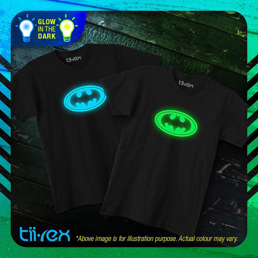 Unisex Round Neck T-Shirt Cotton Bat Man Glow in Dark Blue & Green