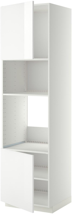 METOD خزانة عالية لفرن/ميكرويف بابين/أرفف - أبيض/Ringhult أبيض ‎60x60x220 سم‏