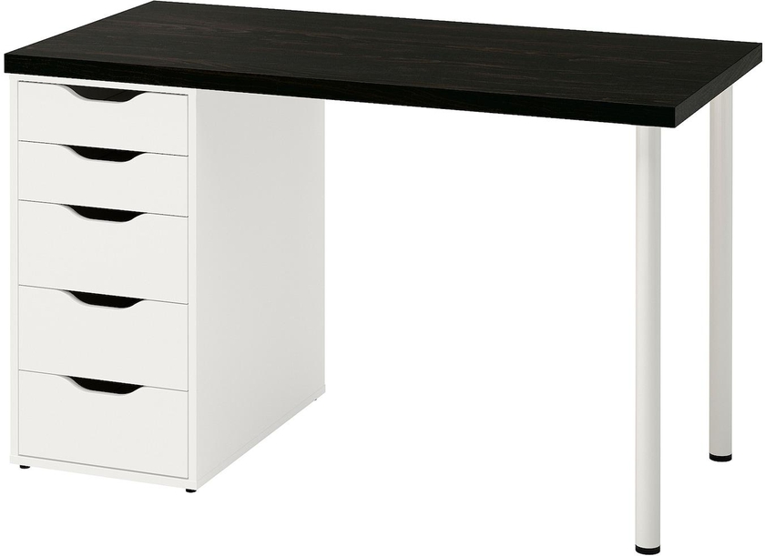 LAGKAPTEN / ALEX Desk - black-brown/white 120x60 cm