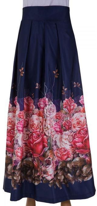 Generic Floral Maxi Skirt - Navy Pink