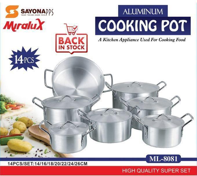 miralux 14pcs cookware set stainless Aluminum cooking pots sufurias (Pot 7pcs+lid 7pcs)