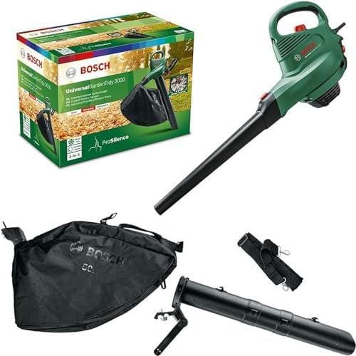 Bosch Universal Garden Tidy 3000 electric leaf blower and vacuum cleaner (3000 W, 50 l collection bag, variable speed, for blowing, vacuuming and shredding leaves, in box)
