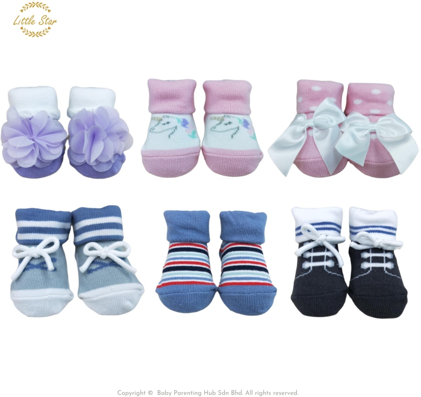 Little Star Baby Socks Gift Set 3pcs 0-9 Months (2 Designs)