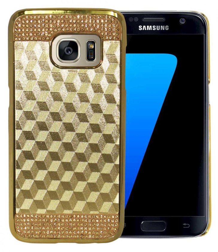 Samsung Galaxy S7 edge Sparkling Glitter Shining Hard Back Cover With screen protector - Gold MG90