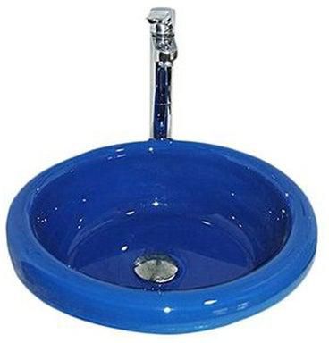 Glass Wash Basin With Mixer Blue