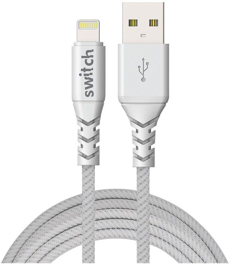 Switch Ultra Rugged USB-A To MFI Lightning Charge and SYNC Cable 1.8M, White