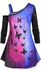 Plus Size Galaxy Tie Dye Butterfly Cold Shoulder Tee - 4x