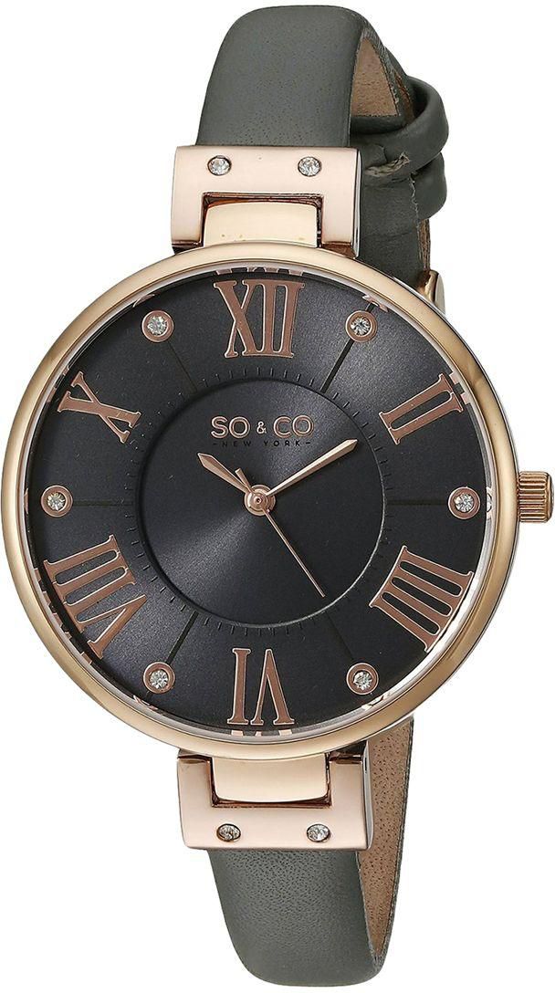 SO&CO New York Women Black Dial Leather Band Watch - 5091.3