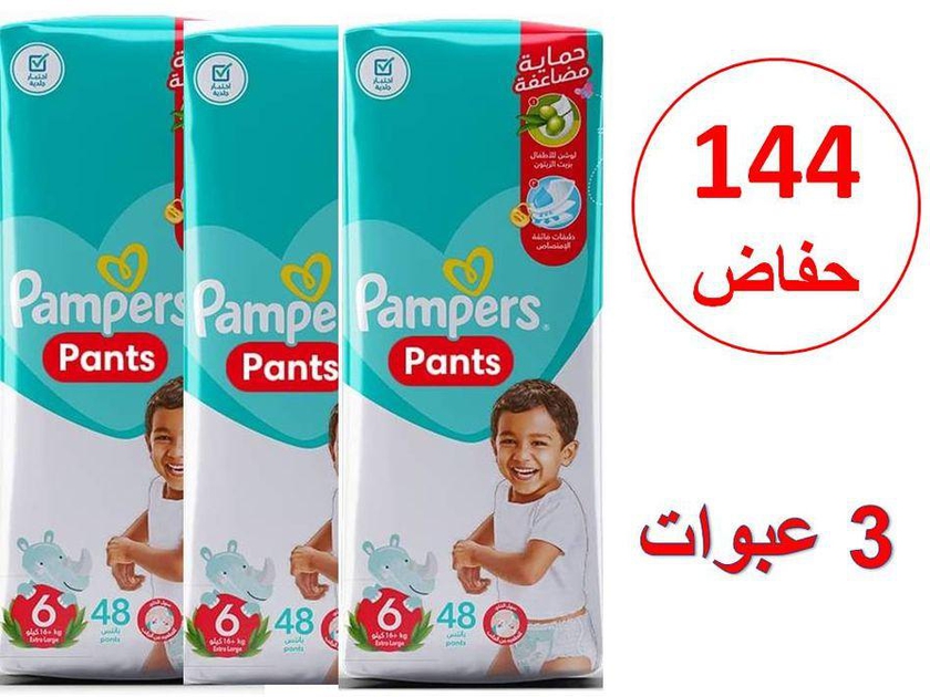 Pampers Extra Large Pants Diapers, Size 6 From Pampers- 3 Packs-144 Diapers