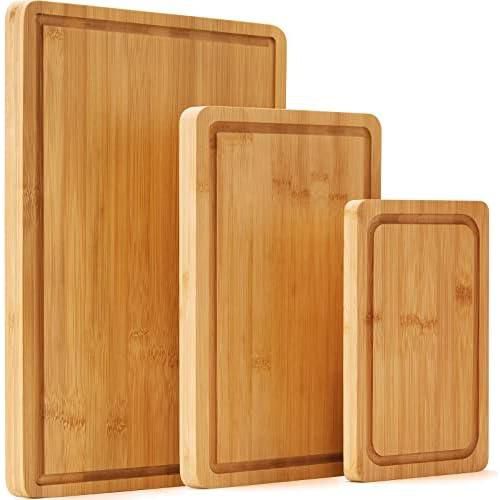 Bamboo Cutting Board Set of 3 - Wood Cutting Boards for Kitchen, Extra Large Wood Chopping Board Set with Juice Groove for Meat, er Block, Cheese Board & Charcuterie Board