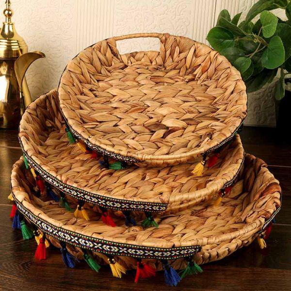 Traditional straw trays set - 3 pcs