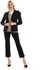 Esla Puffed Sleeved Single Buttoned Blazer With Notched Collar - Black