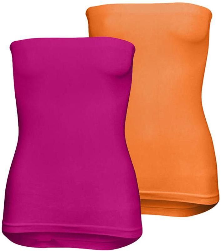 Silvy Set Of 2 Tube Tops For Women - Fuchsia / Orange, Large