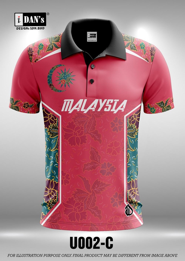 U002 Batik Songket Sublimation Polo Collar T-shirt - 10 Sizes (As Picture)