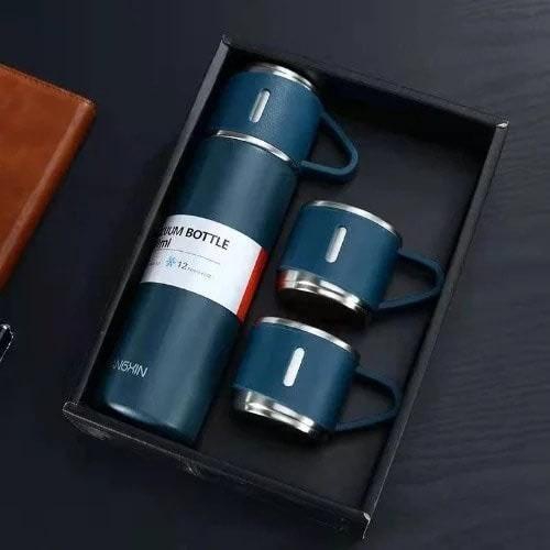 500ml Vacuum Thermos With 2 Cup Set - Corporate Gift Set - Blue