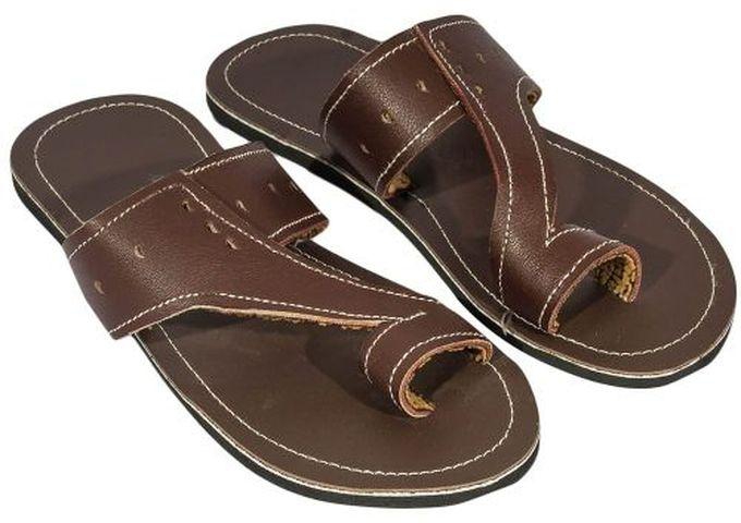 Fashion Brown Men Leather Sandals Open Shoes