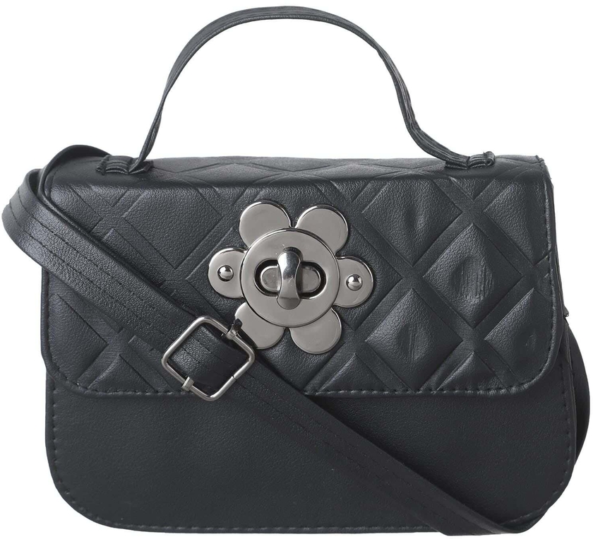 Get Women'S Leather Shoulder Bag, 18×15 cm - Black with best offers | Raneen.com