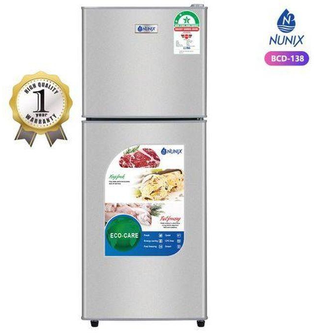 Nunix 138Ltrs Double Door Refrigerator-Silver