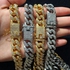 Fashion Cuban Miami Iced Necklace Men Chain - Silver