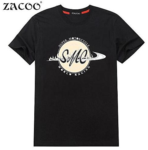 Generic ZACOO Summer Men 's Casual Printing Cotton Short Sleeve T-shirt Crew Neck Color:Black