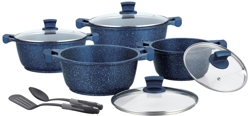 Winsor Cast Aluminium Granite Non-Stick Cookware Set Blue And Black 10 PCS
