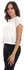 Kady Round Collar Turn Up Sleeves T-Shirt - Off White