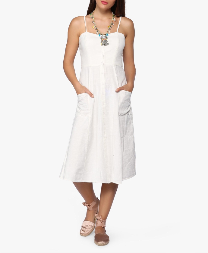 White Button-Up Cotton Dress