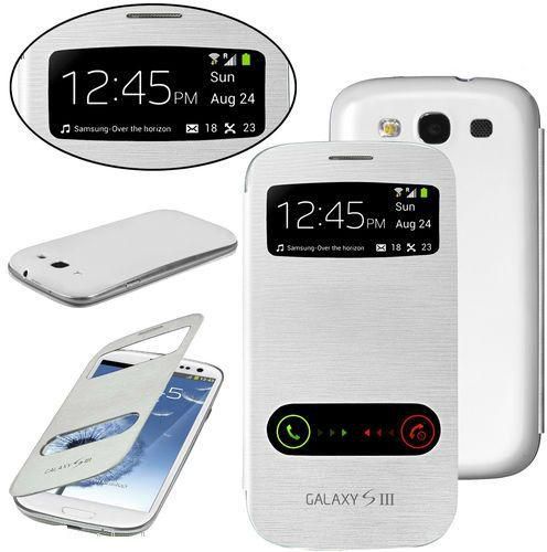 S-View Flip case cover with call action slot for Samsung Galaxy S3 [i9300 i9305 ,White]