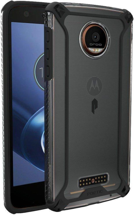 Motorola Moto Z Force Case Cover , POETIC  , Dual material Protective Bumper , clear black